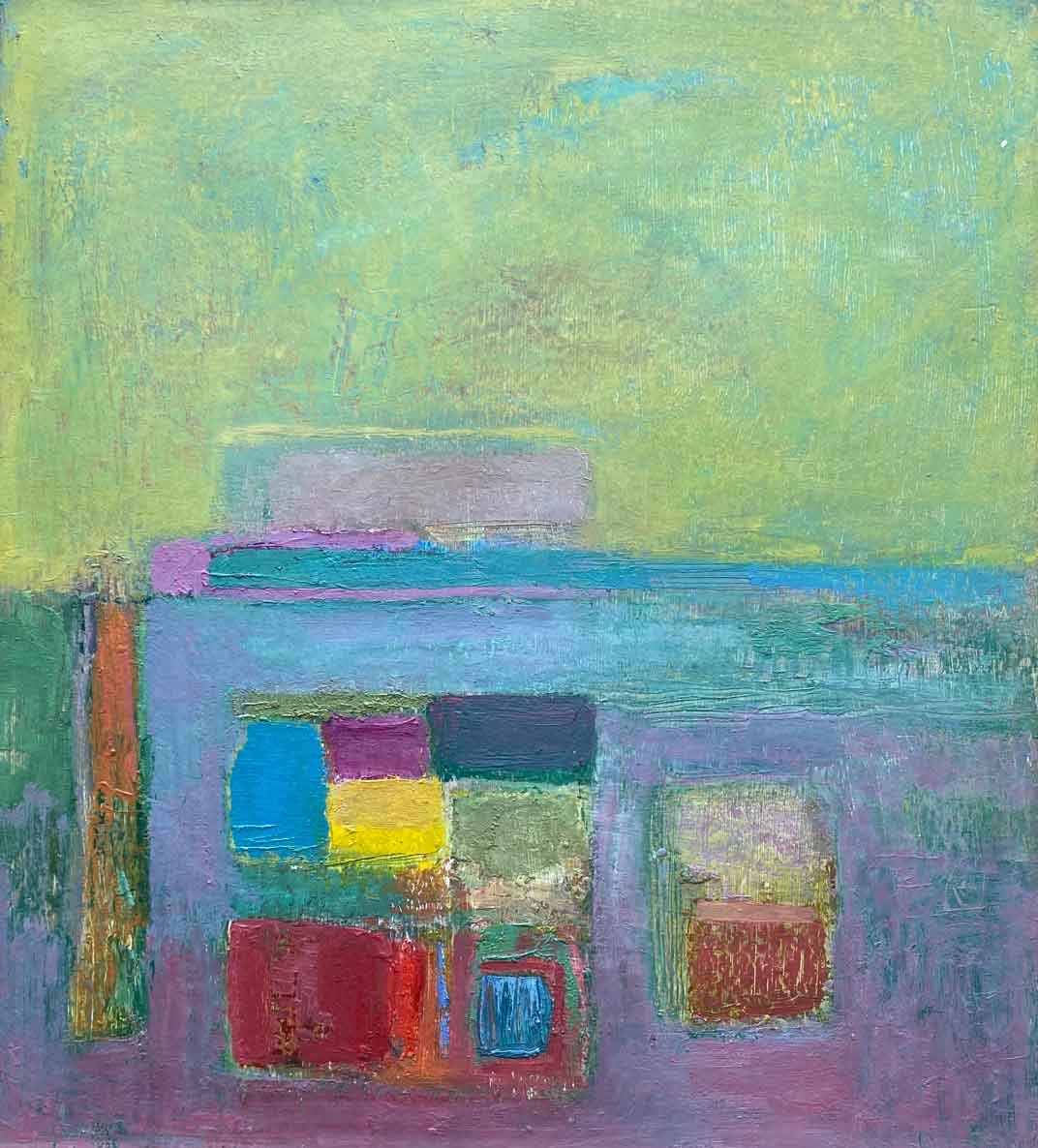 Heaven and Earth Meet - Oil on paper mounted on board - 13 1/2in x 15in